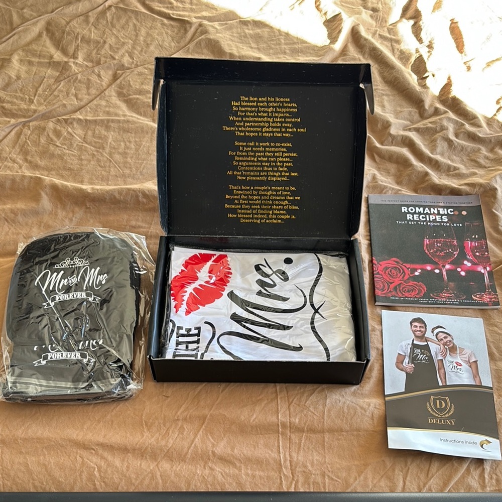 Mr. and Mrs. Apron Set with Red Lips Design